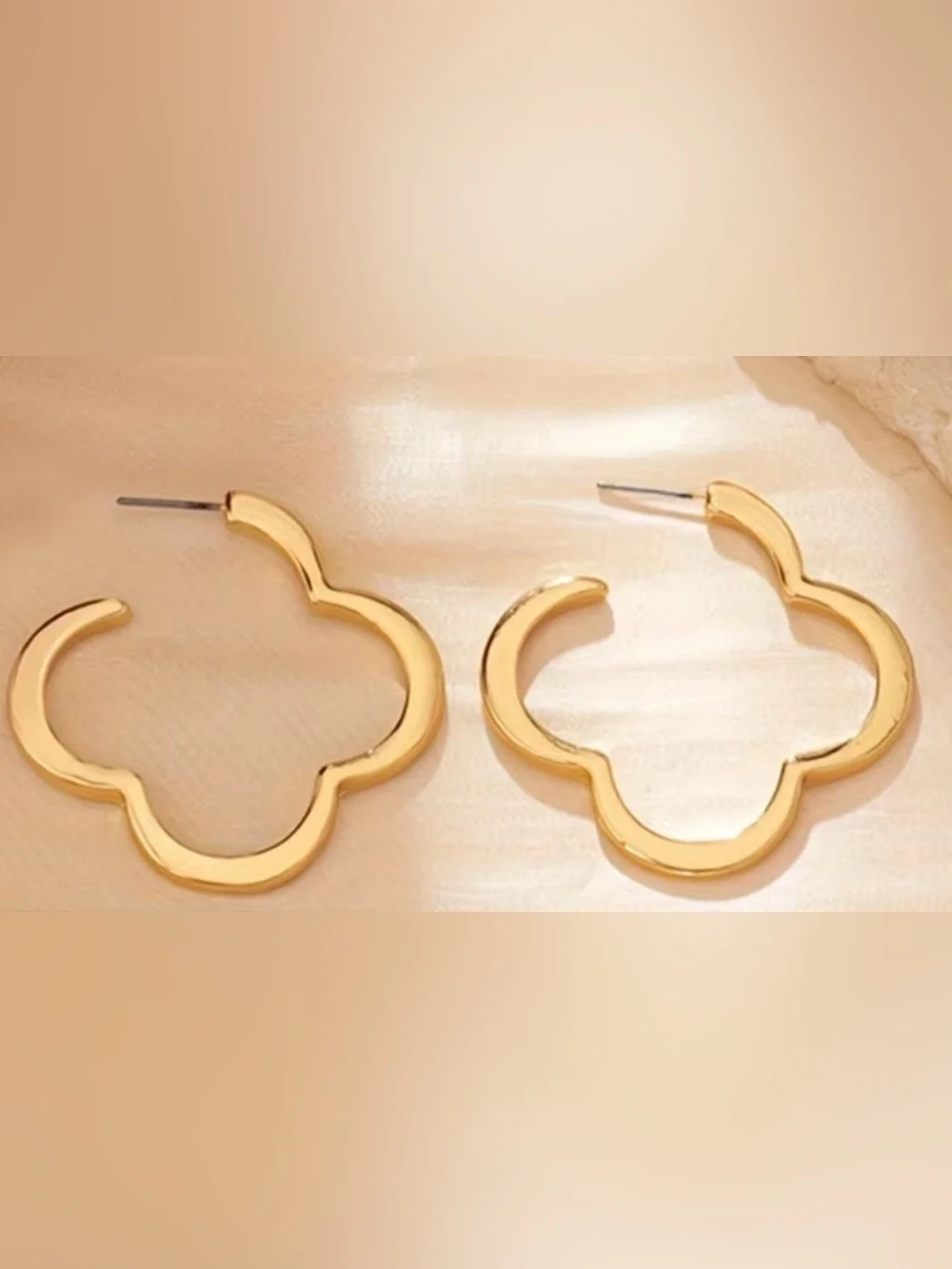 Gold Quatrefoil Hoop Earrings Phi Mu*